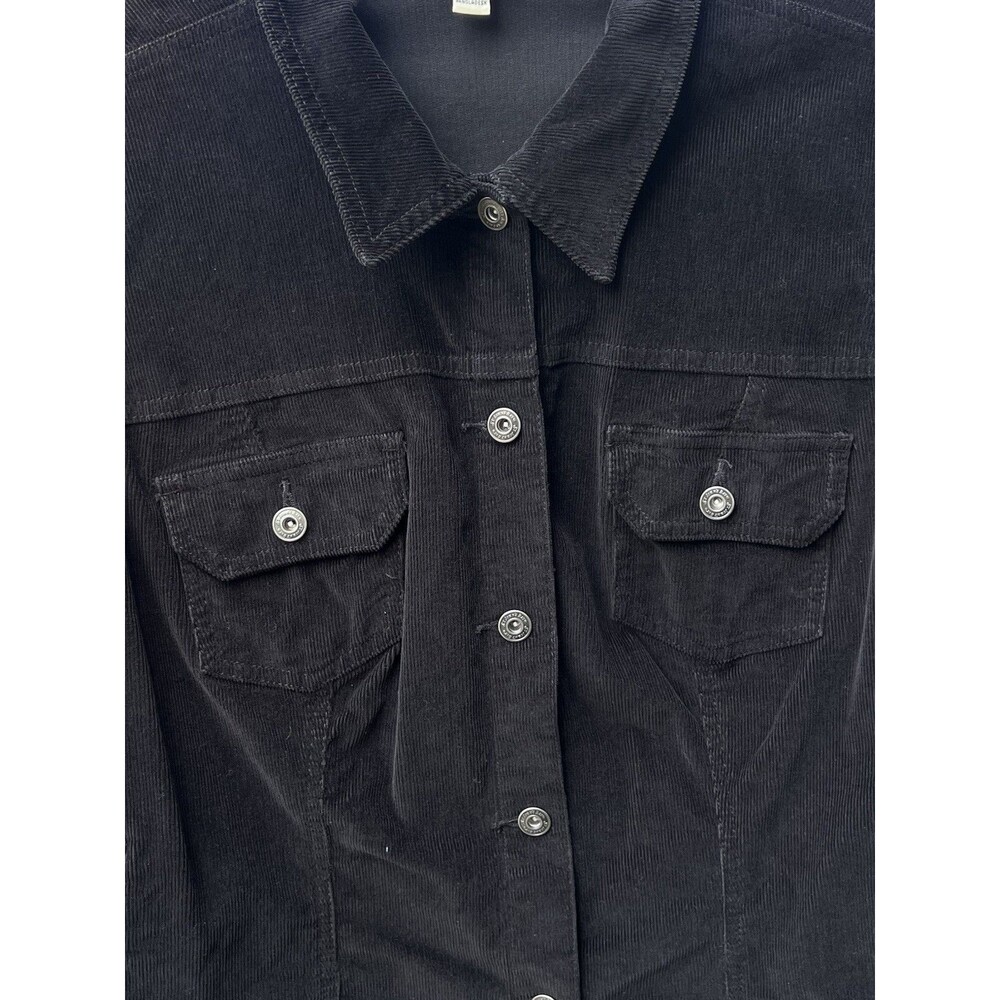 St John’s Bay Black Corduroy Trucker Jacket Women’s Plus Size 2X Button Stretch - Picture 2 of 10
